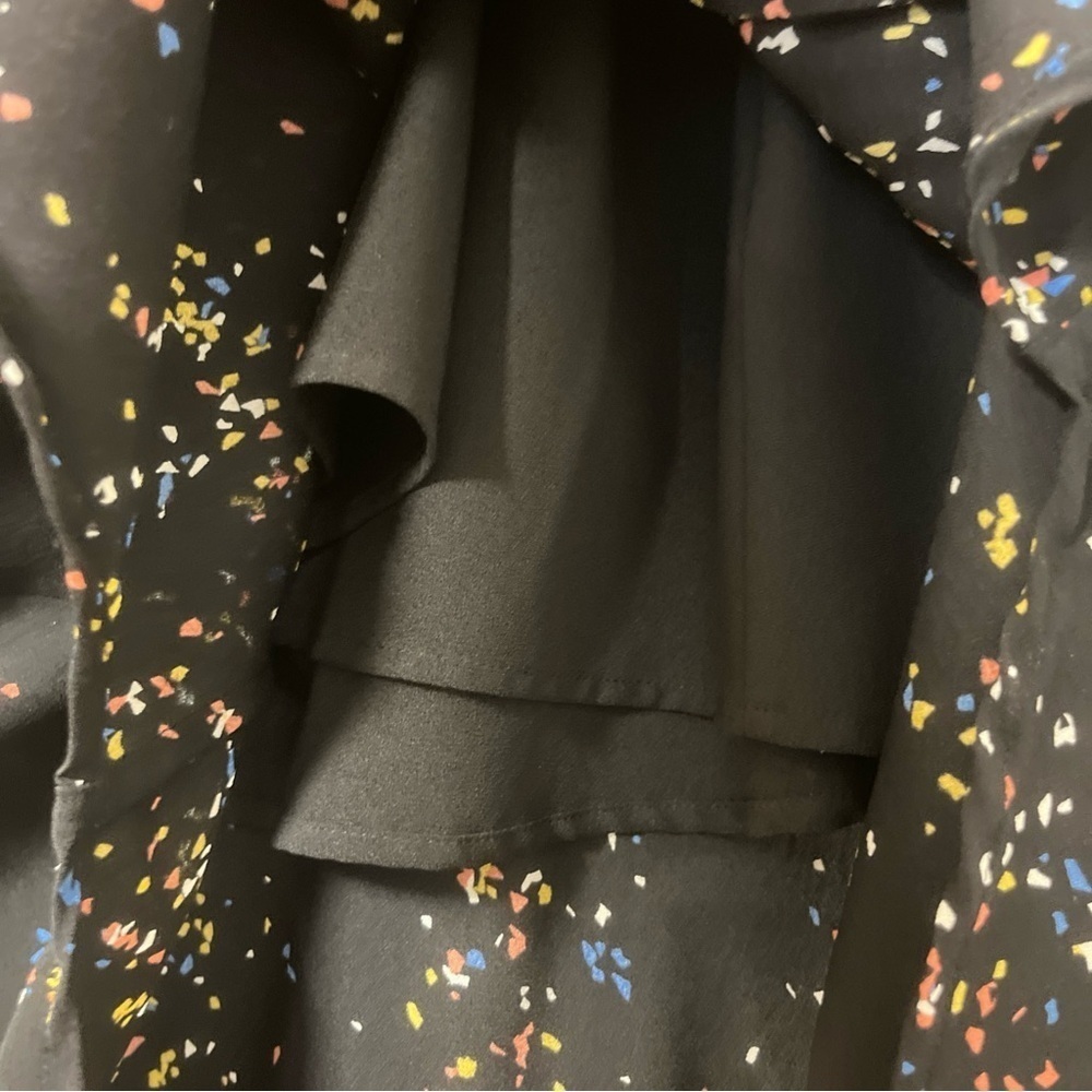 A.L.C Samantha Midi Black Dress with Multicolor Speckles, long Sleeve, 100% silk - Picture 8 of 16